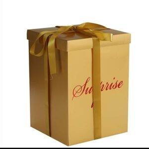 Gold Gift Box with Ribbon